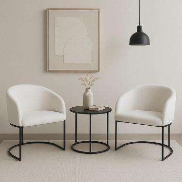 Imagem de Kit com 2 Poltronas Mavie com Base Fixa em Aço Carbono Preto Fosco – Exclusiva