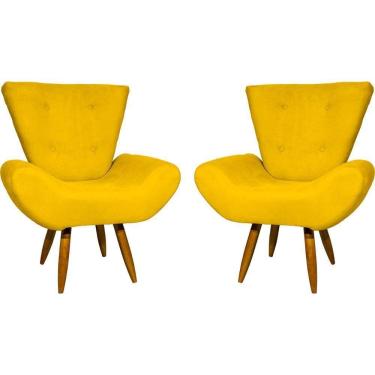 Imagem de Kit 2 Poltronas Decorativa Para Sala Recepção Manicure Consultório Escritório Emilia Suede