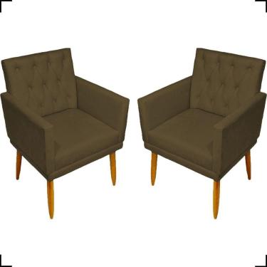 Imagem de Kit 2 Poltronas Decorativa Para Sala Recepção Nina Capitonê Suede Cores Pé Palito