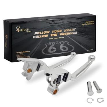 Imagem de LE LEFOSSI Alavancas de mão de embreagem de freio de motocicleta cromadas peça de reposição compatível com Harley Dyna Softail Fat Boy Low Rider Super Glide Wide Glide Breakout 2018 2019 2020