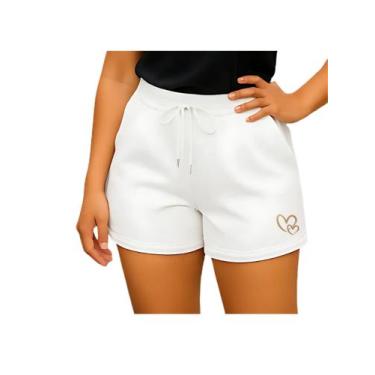 Imagem de Short Moletom Feminino Corações - RC, Branco, P