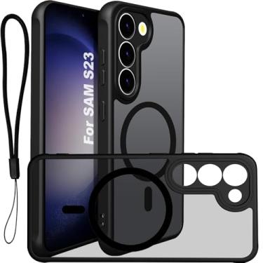 Imagem de USTIYA Magnética Capa para Samsung Galaxy S23 Case Matte Acrílico Uso Resistente Protetora de Câmera Capinha Acessórios para Celular com Cordão Preto FGCX