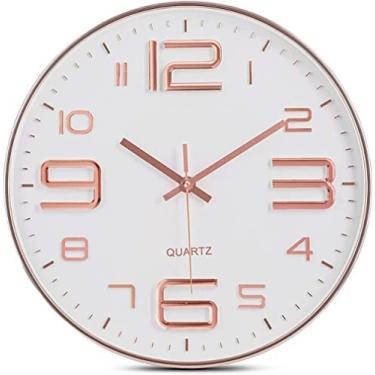 Imagem de Relógio de parede preto silencioso de 30 cm relógio de parede digital redondo relógios de parede de quartzo sem tique-taque relógios de parede para salas de jantar