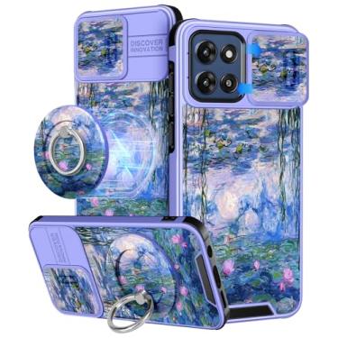 Imagem de Buleens Capa para Moto G Stylus 2025 - Design bonito com suporte de anel e capa de câmera feminina estética feminina kawaii azul lírio de água capa de telefone para Moto G Stylus 5G 2025 capa