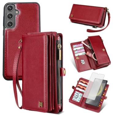 Imagem de Furill Capa de celular para Samsung Galaxy S24 Plus S24+ 5G carteira magnética destacável com protetor de tela de vidro temperado alça flip zíper suporte para cartão S24plus 24S + S 24 24+ mulheres