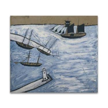 Imagem de RYLJCZ Reproduções de pinturas famosas de Alfred Wallis-(St Ives Harbour) Impressões em tela - quadros decorativos para sala de estar 30 x 35 cm (11,8 x 13,7 pol) sem moldura