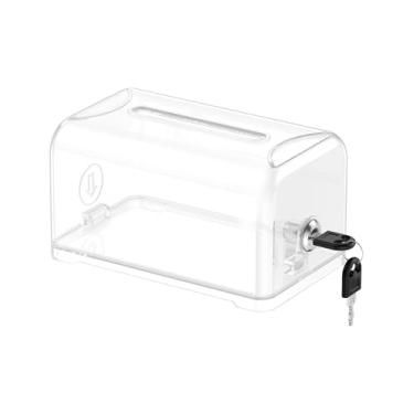 Imagem de Uniclife Caixa de doação de acrílico para arrecadação de fundos, caixa de sugestões transparente com compartimento e trava, pote de ponta para urnas de mesa, recipiente de armazenamento de plástico