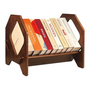 Imagem de Estante de mesa, organizador de livros empilhável com alça, suporte de armazenamento para CD/revista/pasta de arquivo, estante pequena portátil para estudo, sala de estar, quarto infantil, sem pregos