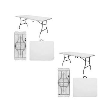 Imagem de Kit 2 Mesas Picnic Dobrável Vira Maleta Portátil Com Alça 1,80m - Garden life