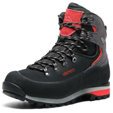 Imagem de LOUTECK Botas de caminhada masculinas – Botas de escalada masculinas duráveis e confortáveis para aventuras ao ar livre robustas, perfeitas para caminhadas e escaladas (preto, vermelho, adulto