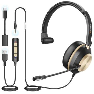 Imagem de Fone de ouvido USB Wantek Type-C/USB/3,5 mm Jack 3 em 1 com microfone