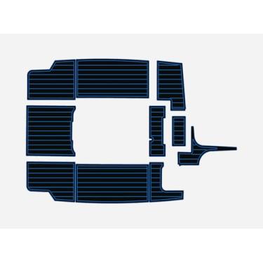 Imagem de outdek Plataforma de natação Mastercraft 190 Cockpit 2002 1/10.2 cm 6 mm espuma EVA Faux Teak Marine Floor (preto sobre azul)