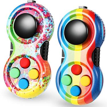 Imagem de 2 peças Fidget Pad Sensorial Fidgets, Controle Sensorial, Brinquedo Educativo Sensorial para TDAH, ADICIONAR OCD, Autismo, Ansiedade, Alívio de Estresse (Estilo Arco-íris e Listras)