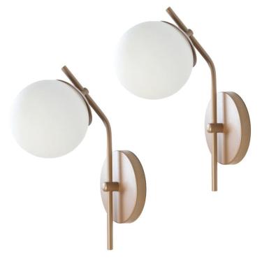 Imagem de Kit 2 Arandelas Inclinada Jabuticaba Globo Vidro Champagne