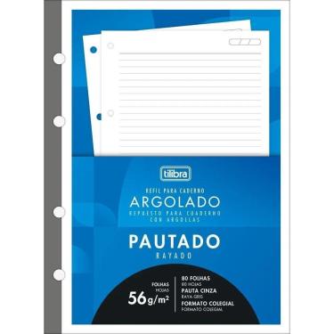 Imagem de 2X Bloco Refil Fichário Caderno Argolado Colegial 80 F Tilib