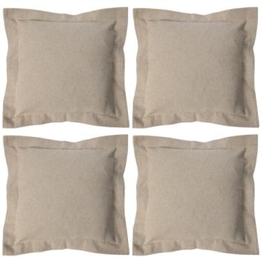Imagem de Kit 4 Almofadas Decorativas de 60x60cm com Abas Linho Cru com Enchimen