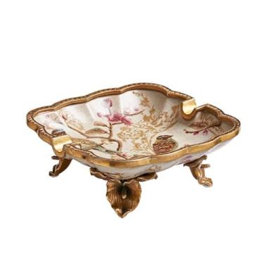 Imagem de Cinzeiro de ervas daninhas cerâmico retro chinês com ornamentos de cinzeiro de cobre, ornamentos de cinzeiro de mesa para mesa de centro da casa cinzeiros para cigarros