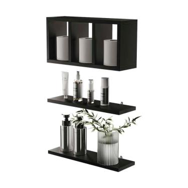 Imagem de Kit Nichos Prateleiras Provença Para Banheiro Decorativo Preto