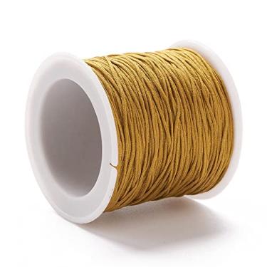 Imagem de 100 metros Cordão de nylon de 0,8 mm para nós chineses, cordão de macramê de rabo, fio de contas para fazer joias, pulseiras da amizade, suprimentos de artesanato DIY (Goldenrod)