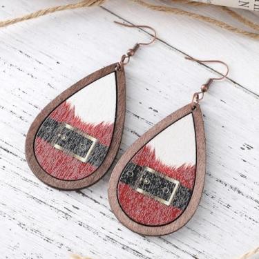 Imagem de Brincos de Natal femininos com pingente de Papai Noel, roupas de Natal, acessórios de bijuteria, 2inch, Aço inoxidável, Sem pedra preciosa