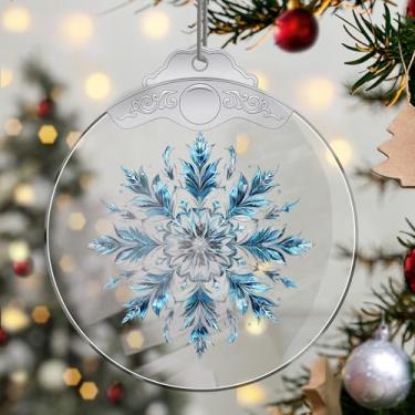 Imagem de Enfeites de Natal de cristal de floco de neve, enfeites de árvore de Natal feitos à mão, decoração de carro e casa - presentes de Natal, decoração de artesanato em acrílico, ideias de troca de