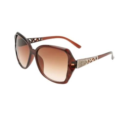 Imagem de Óculos de sol femininos com armação grande polarizada resistente a UV com armação preta e lentes cinza, Cor marrom gradual, G