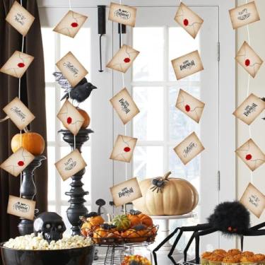 Imagem de Envelope de decoração de faixa de bruxo de Halloween, envelope em branco, para festa de aniversário infantil, arte com letras