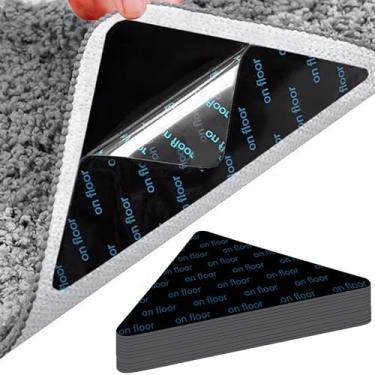 Imagem de Pacote com 12 tapetes antiderrapantes em forma de triângulo PU – Fita adesiva para tapetes de área, laminado ou proteção de piso de azulejo