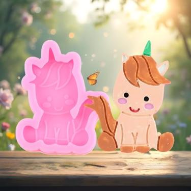 Imagem de Molde de silicone de unicórnio, moldes de fondant de unicórnio para decoração de bolos, topo de cupcake, argila de polímero, chocolate, pasta de chiclete