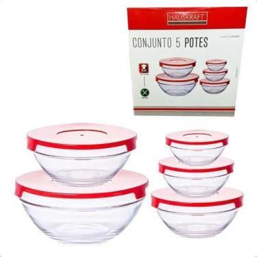 Imagem de 2X Jogo De Potes Marmita De Vidro 5 Pçs C/Tampa Jgpo-007 Cor