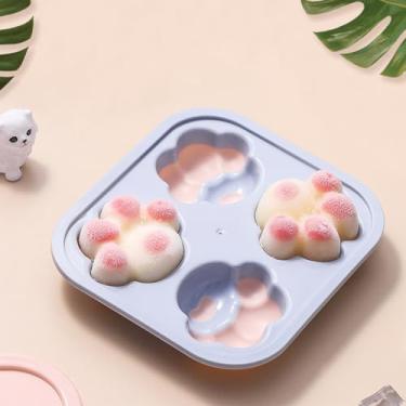 Imagem de Bandejas de cubos de gelo para freezer, bandejas de gelo com garra de gato, bandejas de gelo de silicone de liberação fácil com tampa, recipiente de armazenamento, molde de bola de gelo, molde de cubo