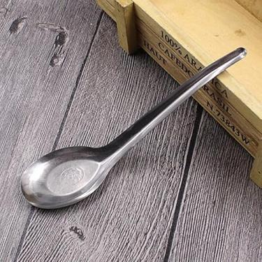 Imagem de 1 colher de sopa de aço inoxidável com fundo plano de cozinha de cabo longo sobremesa doméstica colher pública utensílios de cozinha