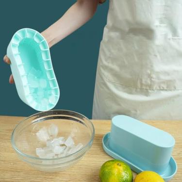 Imagem de Bandejas de gelo cilíndricas para cubos de gelo, balde de gelo de silicone, máquina de cubos de gelo portátil, copo de gelo de fácil liberação para mini freezer