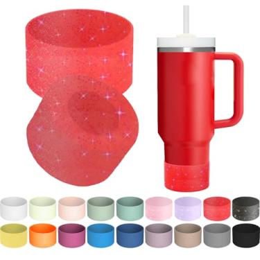 Imagem de 1 bota de silicone para copo Stanley Quencher H2.0 30/1,134 g, IceFlow 20/850.5 g & Hydro Flask 340.2-680.4 g - capa protetora inferior (vermelho brilhante)