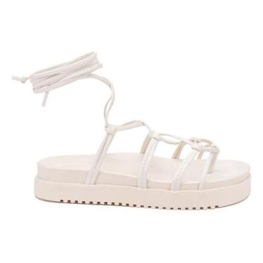 Imagem de Sandália Papete Feminina Gladiadora Amarração Perna Marfim - Imadas, M