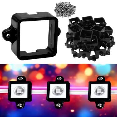 Imagem de 100 peças de suportes de montagem pretos, clipes de luz com parafusos, serve para Govee RGBIC LED luzes LED permanentes para ambientes externos não Pro/Original H705, versão Elite H805, para várias