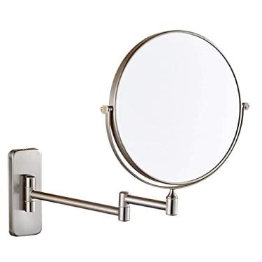 Imagem de Espelho de maquiagem montado na parede de 20 cm, espelho de maquiagem com ampliação de 3X/5X/7X/10X, espelhos dupla-face de altura ajustável para penteadeira de banheiro, para quarto/hotel, B-3X