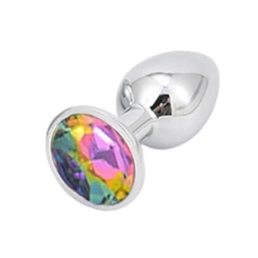 Imagem de Plug Anal De Metal Com Pedra Plug Pequeno Estímulo Visual Térmico Higiene PL007P (FURTA-COR)