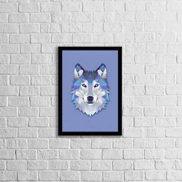 Imagem de Quadro Decorativo Lobo Azul 45X34Cm Com Vidro Moldura Preta - Quadros 