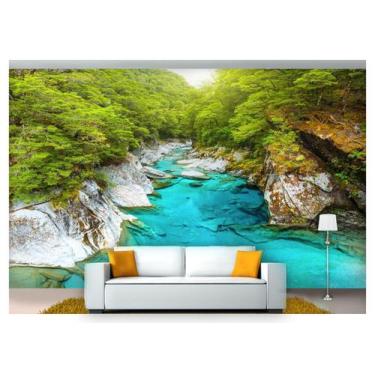 Imagem de Papel De Parede Lago Azul Rio Canyon Água 3D  Nlk137 - Você Decora
