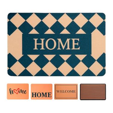 Imagem de Tapete Capacho Antiderrapante Vinil 58x38 cm, 5 Modelos Estampados (Home e Welcome), Ideal para Entrada de Casa, Apartamento ou Escritório, Resistente, Lavável e Decorativo (Opção 1)
