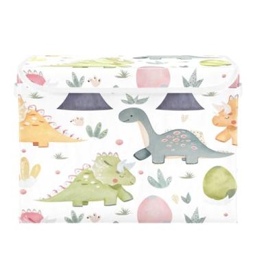 Imagem de SEHANY Cestas de armazenamento engraçadas de dinossauro com tampas, organizador de caixa de armazenamento dobrável, caixas de armazenamento de armário de tecido para roupas cobertor de escritório