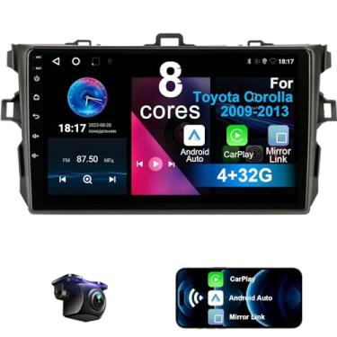 Imagem de Rádio automotivo 8 núcleos 4 + 32 G para Toyota Corolla 2009 2010 2011 2012 2013 com carro sem fio CarPlay Android Auto, 9 polegadas 1280 x 720 IPS Touchscreen reprodutor estéreo automotivo com câmera