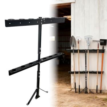 Imagem de NULTRUMA Rack de ferramentas de reboque com ilhós de borracha e base reforçada – Suporte de pá de aço resistente com 8 furos comporta pás, ancinhos, enxadas para trailers abertos, caminhões e