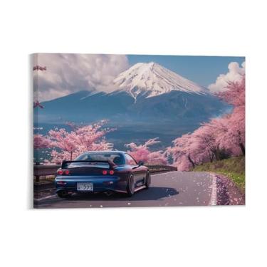 Imagem de HouLaiZhe Jdm Carro Mx5 Montagem em Flor de Cerejeira Fuji Posters Tela Estética Sala Decoração de Parede Impressões Galeria Sala Decoração de Parede para Quarto Sala de Estar Escritório 18 x 24