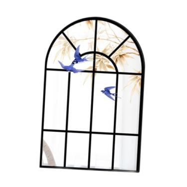 Imagem de MotiveTech Espelho decorativo em arco estilo fazenda, espelho de parede decorativo com moldura de janela para lareira, B