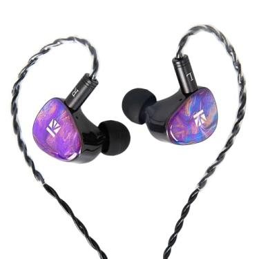 Imagem de Fones de ouvido KBEAR KB02 com fio, intra-auriculares, violeta cristal, com cabo destacável de 1,2 metro e driver de condução óssea