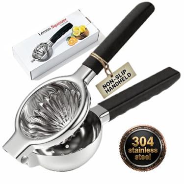 Imagem de IStarcas Espremedor de limão de aço inoxidável, espremedor manual de citrinos com alças antiderrapantes, espremedor de limão manual grande de aço de grau 304, espremedor de limão manual com design