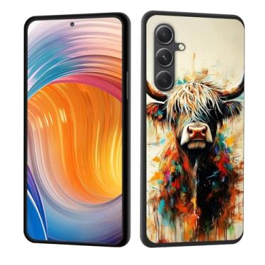 Imagem de CICPLKSE Capa para Galaxy S25 FE, borracha de silicone macia, proteção total à prova de choque, proteção contra quedas para Samsung Galaxy S25 FE 6,7 polegadas 2025, arte colorida de vaca Highland