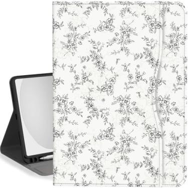 Imagem de Feams Capa para iPad (A16) 11ª geração 11 polegadas 2025, iPad 10ª geração 10,9 polegadas 2022 capa de suspensão automática com suporte para lápis e bolso, flores vintage